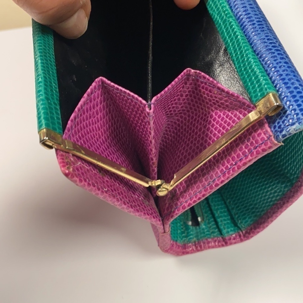 Neiman Marcus Reptile Embossed Multi Color Long C… - image 8